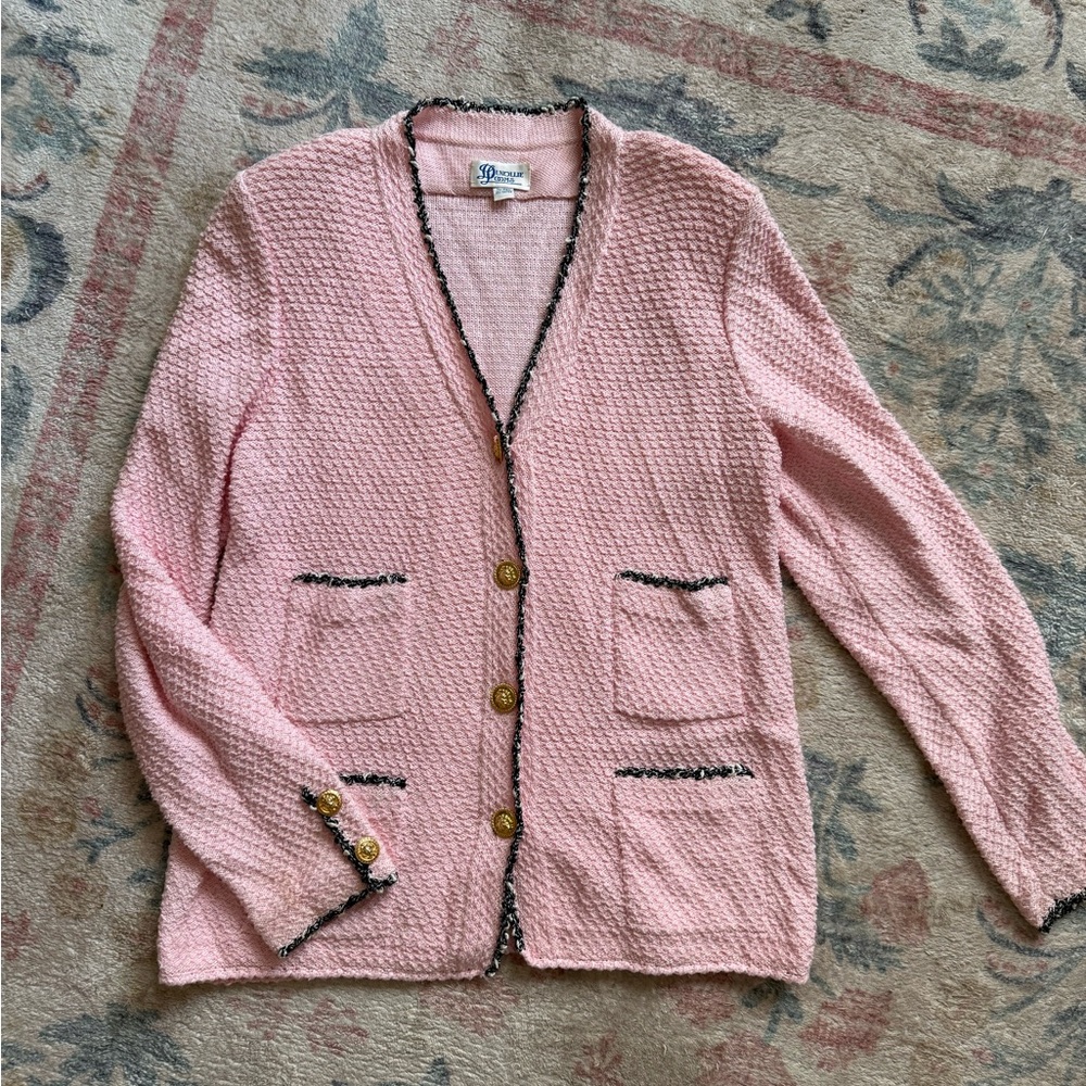 Pink Tweed Knit Cardigan